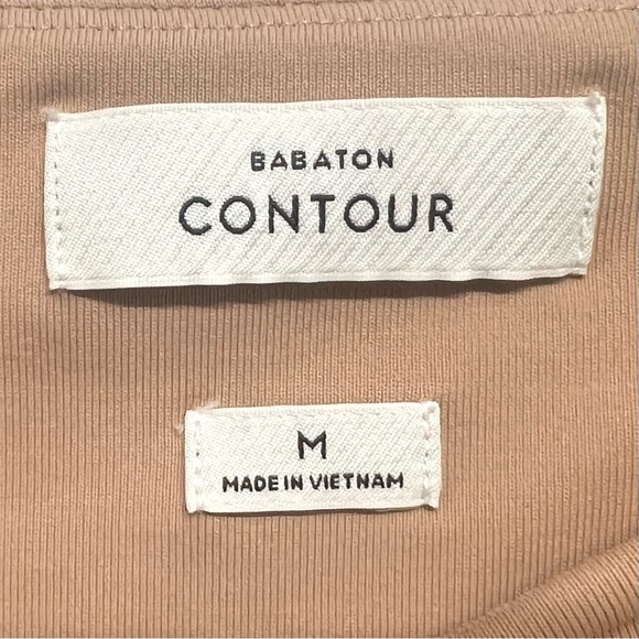 Babaton Contour Aritzia Nude Tan Stretch Short Sleeve Crop Top Women’s Medium - Picture 9 of 9